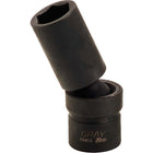 Gray Tools 21mm X 1/2" Drive, 6 Point Deep Length, Universal Joint Socket, Black Impact-Size: 21mm