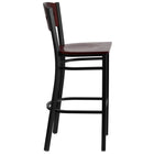 Flash Furniture HERCULES Series Black 4 Square Back Metal Restaurant Barstool - Mahogany Wood Back & Seat-Mahogany Wood Designer Back - 4 Square Cutout