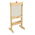 Flash Furniture Bright Beginnings Commercial Double Sided Wooden Free-Standing STEAM Easel, Storage Tray, Paint Window - Natural-Curved Back Legs Add Strength and Stability