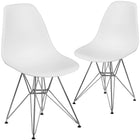Flash Furniture Elon Series Plastic Chairs with Chrome Base - White - 2 Pack-Transparent Crystal Finish