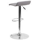 Tabouret de bar contemporain en vinyle gris à hauteur réglable avec siège matelassé ondulé et base en chrome-Revêtement à conception matelassé