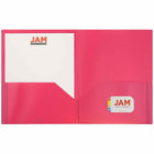 JAM Paper Plastic 2-Pocket POP Folders, Pink, 96 Pack-2 pocket