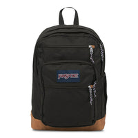 JanSport Cool Student Backpack, Black-Black/600 denier polyester with synthetic leather bottom