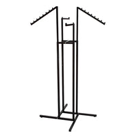 Eddie's Hang-Up Display Ltd. 4 Arm Racks, 2 Straight & 2 Slanted, Adjustable, Matt Black (214010)-Four way apparel display rack