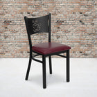 Flash Furniture HERCULES Series Black Coffee Back Metal Restaurant Chair - Burgundy Vinyl Seat - 2 Pack-Welded Joint Assembly