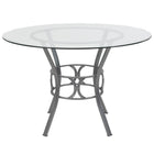 Flash Furniture Carlisle 45" Round Glass Dining Table with Silver Metal Frame-Contemporary Style