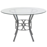 Flash Furniture Carlisle 45" Round Glass Dining Table with Silver Metal Frame-Contemporary Style