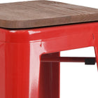 Flash Furniture - Tabouret de bar de 30 po haut en métal rouge sans dossier avec siège carré en bois-Capacité de poids de 500 lb