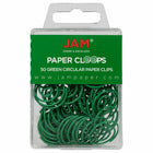 JAM Paper Colored Circular Paper Clips - Green - 2 Packs of 50-Color: Green