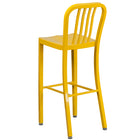 Flash Furniture Commercial Grade 30" High Metal Indoor-Outdoor Barstool with Vertical Slat Back - Yellow - 2 Pack-Ergonomic Contoured Seat