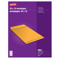 Staples Kraft Catalogue Envelopes with Gummed Flaps - 10" x 13" - Brown - 100 Pack-Ideal for mailing catalogues, booklets, brochures and multi-page documents