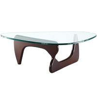 Nicer Furniture Noguchi Coffee Table - Dark Walnut-3/4" (19mm) tempered glass top