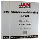 JAM Paper Metallic Paper, 8.11, 80lb Stardream Silver, 2 Packs of 25 (17321539g)-Silver