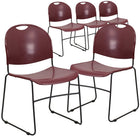 Flash Furniture HERCULES Series Burgundy Ultra-Compact Stack Chair with Black Powder Coated Frame-880 lb. Weight Capacity