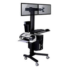 TygerClaw Mobile Display Stand with PC Holder, 27.6" x 19.7" x 57.1", Black-PC Mobile Cart with 2 Monitors