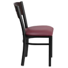 Flash Furniture HERCULES Series Black 3 Circle Back Metal Restaurant Chair - Walnut Wood Back & Burgundy Vinyl Seat - 2 Pack-Burgundy Vinyl Upholstered Seat