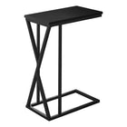 Monarch Specialties 3247 Accent Table - 25"H/Black/Black Metal-C-shaped accent table with a base that can be slid underneath sofas for convenience