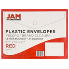 JAM Paper Enveloppes lettre en plastique, fermeture autoagrippante, exp. de 2 po, 9 3/4 x 13 po, rouge, 12/pqt-Expansion de 2 po
