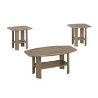 Monarch Specialties 7927P Table Set - 3Pcs Set/Dark Taupe-Coffee Table : 16 x 36 x 22 End Table : 20 x 20 x 20