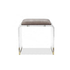 Plata Import Acrylic Velvet Ottoman - Grey-grey Fabric