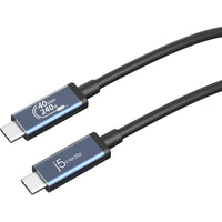 j5Create JUC29L08 USB 40Gbps 240W USB Type-C Cable - Black / Space Grey-Up to 40Gbps data transfer speed lets you move large files in seconds