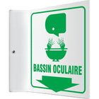 Accuform Signs "Eyewash Station" Projection Signs, 8" x 8", Plastic, French With Pictogram-Display Type Bolt-On