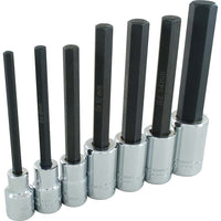 Gray Tools 7 Piece 1/2" Drive, Metric Extra Long Hex Head, Chrome Socket Set, 6mm-19mm-Contains Sizes: 6, 8, 10, 12, 14, 17, 19mm.