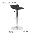 Flash Furniture Contemporary Black Vinyl Adjustable Height Barstool with Quilted Wave Seat & Chrome Base-Seat Adjusts from Counter to Bar Height
