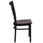 Flash Furniture HERCULES Series Black Window Back Metal Restaurant Chair - Mahogany Wood Seat - 2 Pack-Mahogany Finished Wood Seat