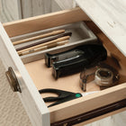 Sauder 59"W Barrister Lane Executive Desk - White Plank-Quick and easy assembly with patented T-lock drawer system