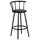 Flash Furniture Crown Back Black Metal Barstool with Black Vinyl Swivel Seat-Bar Height