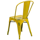 Flash Furniture Distressed Yellow Metal Indoor-Outdoor Stackable Chair-Curved Back with Vertical Slat