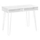 Monarch Specialties 7770 40" Computer Desk - White/White Metal-Computer desk in a modern white laminate finish featuring 2 open storage cubbies