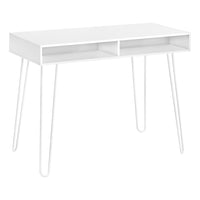 Monarch Specialties 7770 40" Computer Desk - White/White Metal-Computer desk in a modern white laminate finish featuring 2 open storage cubbies