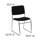 Flash Furniture HERCULES Series Black Fabric High Density Stacking Chair with Chrome Sled Base-Supportive Front Brace
