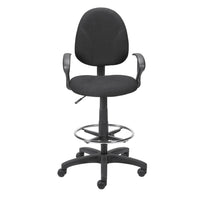 Staples Extended Height Stool with Arms, Black-Fully adjustable stool designed to provide proper support and circulation