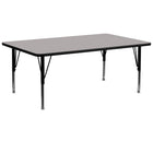 Flash Furniture 30''W x 72''L Rectangle Activity Table with 1.25'' High Pressure Top and Height Adjustable Pre-School Legs, Grey-Grey Laminate