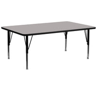 Flash Furniture 30''W x 72''L Rectangle Activity Table with 1.25'' High Pressure Top and Height Adjustable Pre-School Legs, Grey-Grey Laminate