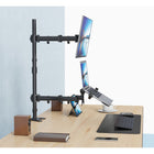 SHOPPINGALL Extra Tall Fully Adjustable Dual Monitor and Laptop Mount Stand with 31.5 inch Stand-up Pole for Laptop up to 17" Monitors up to 32" - SA-LH09L-Black-8