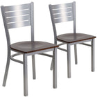 Flash Furniture - Chaise de restaurant de la série HERCULES en métal argenté avec dossier à lattes - siège en bois de noyer-Conception à dossier à lattes