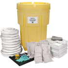 Zenith Safety 95-Gallon Shop Spill Kits, Oil Only, With Overpack Drum-Contents: 100 Sorbent Pads (15" x 17"), 10 Sorbent Socks (3" x 120"), 8 Sorbent Pillows (8" x 18"), 1 Drain Cover (36 " x 36"), 1 Caution Tape (3" x 500'), 2 Pairs Nitrile Gloves, 2XL (11), 2 Pairs Safety Goggles (One Size), 2 Microporous Coveralls (X-Large), 10 Disposal Bags (26" x 36")