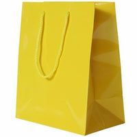 JAM Paper Glossy Gift Bags with Rope Handles - Large - 10" x 5" x 13" - Yellow - 100 Pack-Color: Yellow Glossy: Make your gift stand out with shiny colourful gift bags.