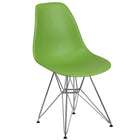 Flash Furniture Elon Series Green Plastic Chair with Chrome Base-Green Plastic Finish