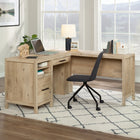 Sauder 58"W Pacific View L-Desk - Prime Oak-Pencil drawer features metal runners and safety stops