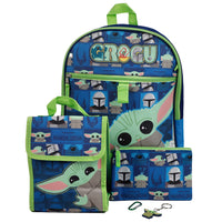 Bioworld 5-Piece Backpack Set - 16" H x 12" W - Star Wars The Mandalorian Grogu-Officially Licensed: This Star Wars merchandise is 100% authentic, making it the perfect gift for fans and collectors!