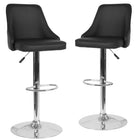 Flash Furniture Trieste Contemporary Adjustable Height Barstool - Black LeatherSoft - 2 Pack-Comfort-Forming Back Design