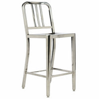 Nicer Furniture Stainless Steel Navy Bar Stool-Curved seat, designed to accommodate long hours of use without physical strain.