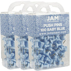 JAM Paper Push Pins, Baby Blue Pushpins, 3 Packs of 100, 300 Total (222419047g)-Baby blue