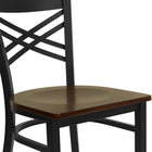 Flash Furniture – Chaise de restaurant en métal à traverses entrecroisées, noir, siège en acajou (XU6FOBXBKMAHW)-Siège en contreplaqué épais de 0,625 pouce