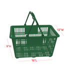 FuTECH Plastic Handle Shopping Baskets - 18.5"L x 13"W x 10"H - Green - 4 Pack-18.5"L x 13"W x 10"H